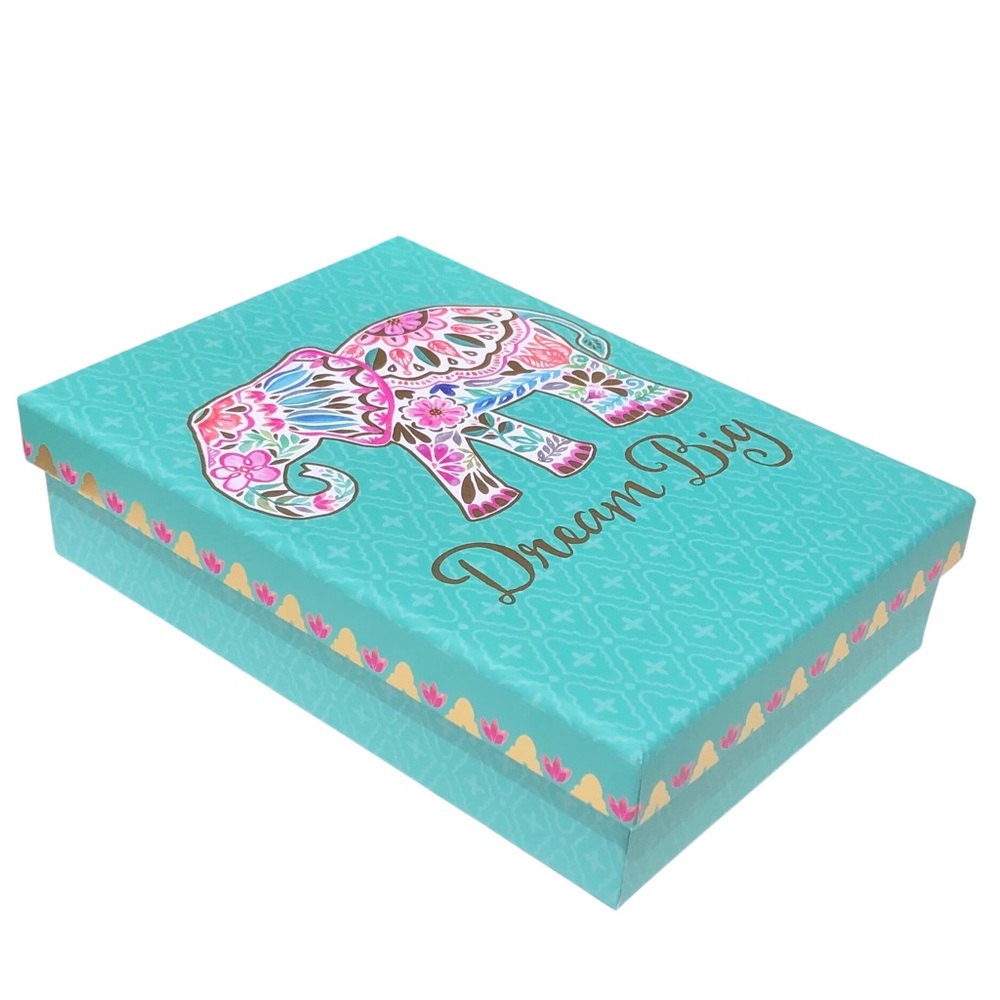 Clementine Turquoise 'Dream Big' Mandela Elephant Decorative Foil Keepsake Box
